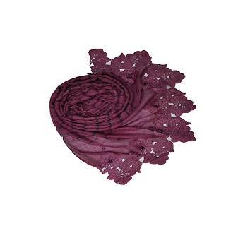 Designer party wear ari-work stole with flower design and pearls - Purple